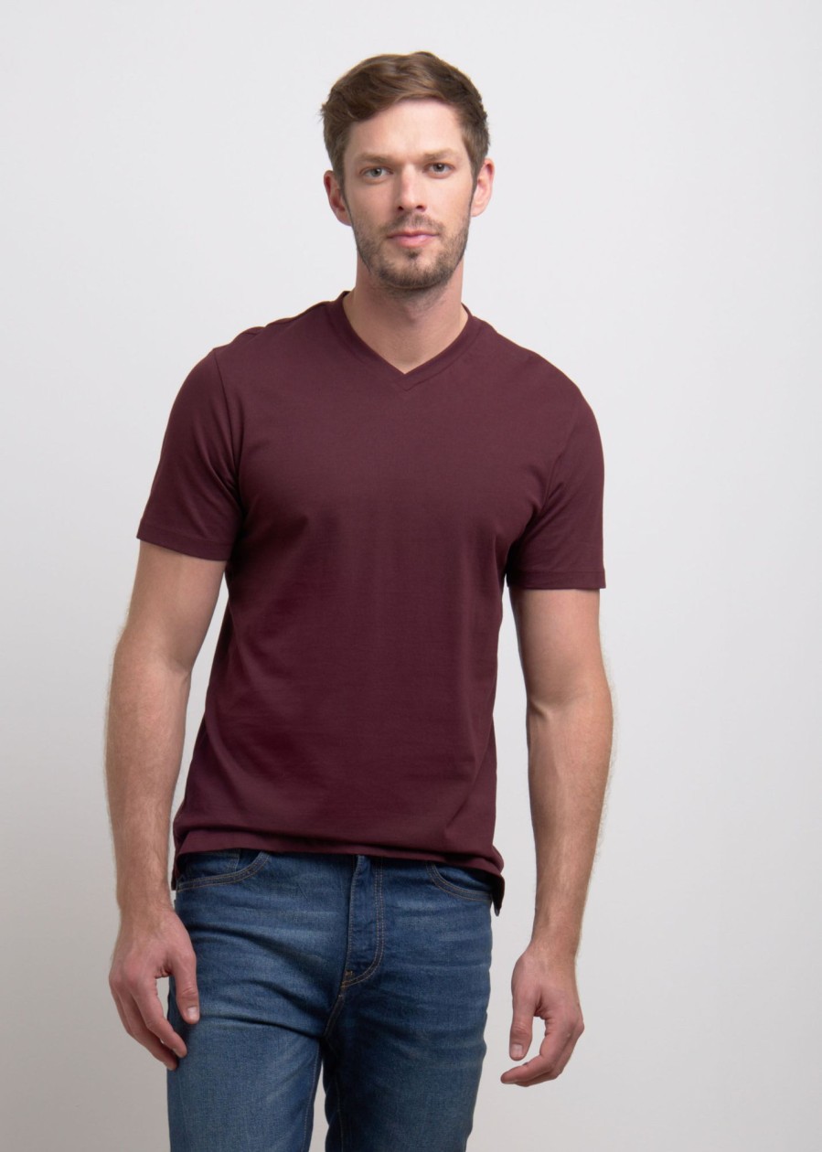 Uomo Conbipel T-Shirt E Polo | T-Shirt Scollo A V Bordeaux