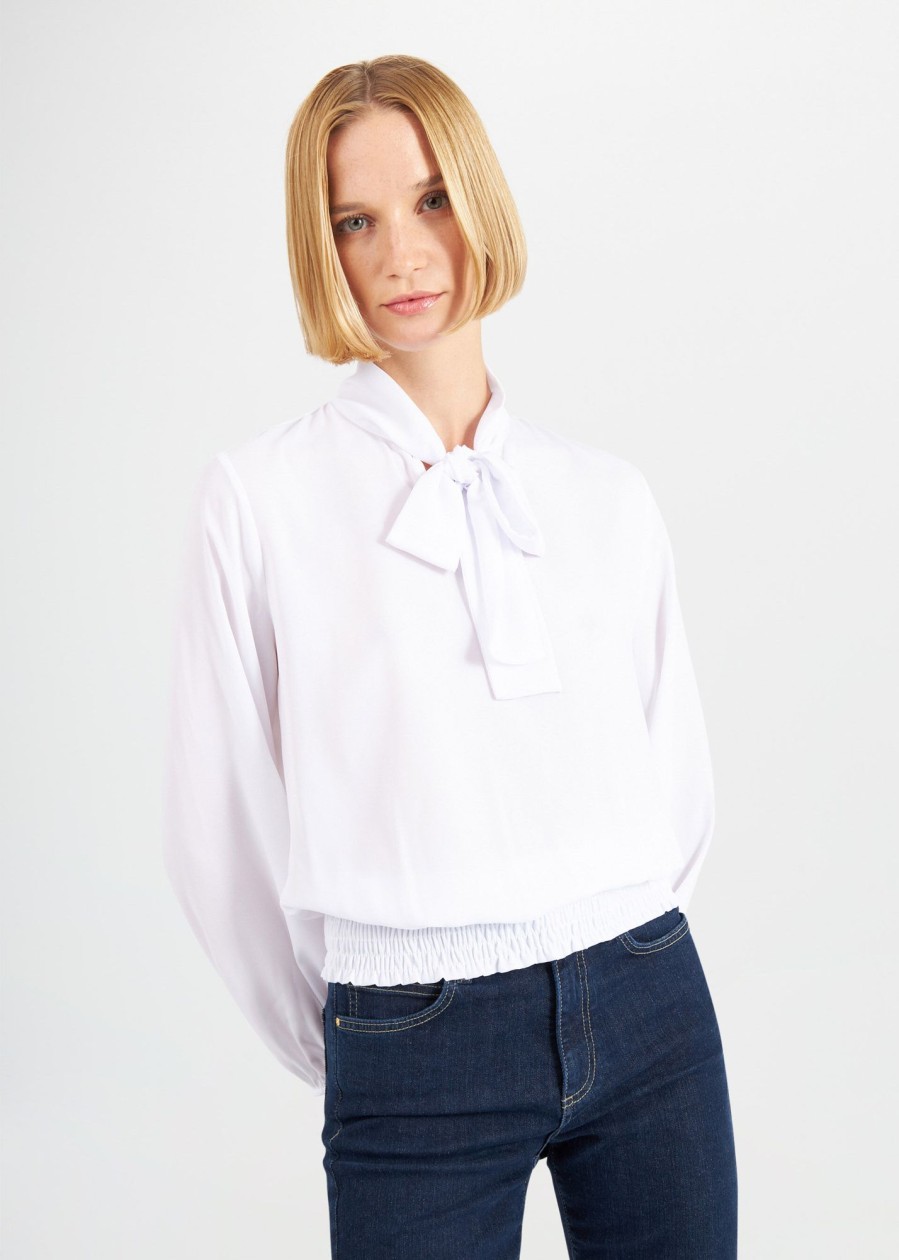 Donna Conbipel Camicie | Blusa Con Fiocco Bianco