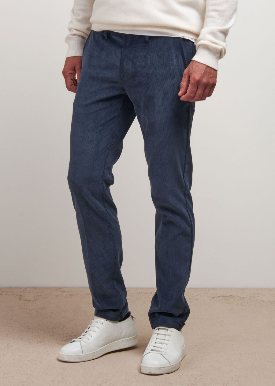 Uomo Conbipel Pantaloni | Pantaloni In Velluto Indaco