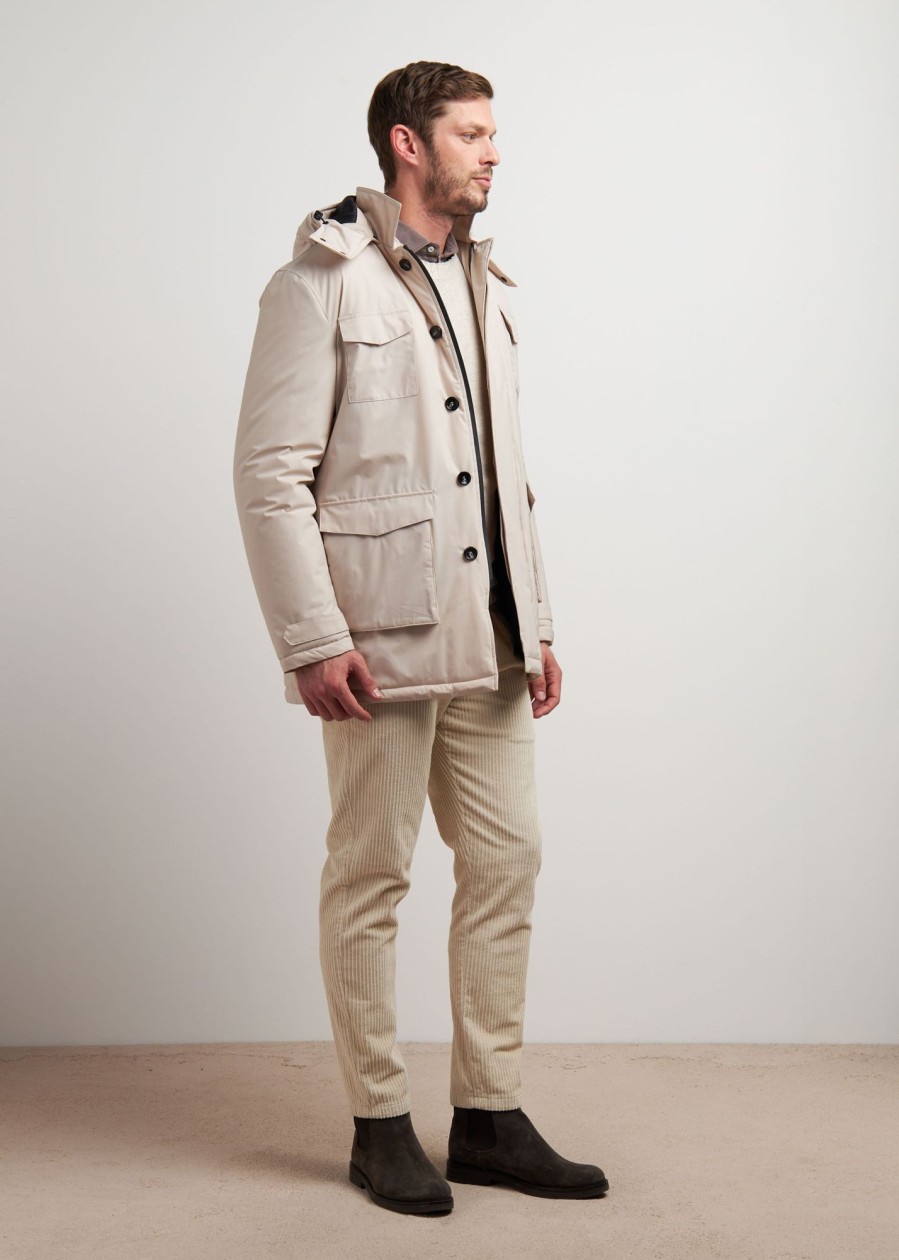 Uomo Conbipel Giubbotti | Field Jacket Imbottita Bianco Lana