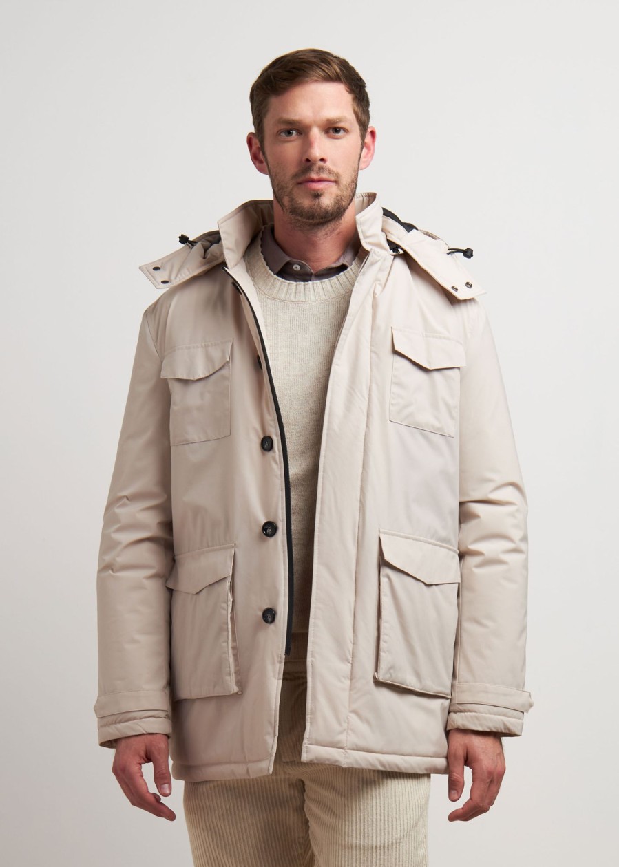 Uomo Conbipel Giubbotti | Field Jacket Imbottita Bianco Lana