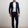 Uomo Conbipel Abiti E Completi | Completo Slim Fit Gessato Blu Scuro