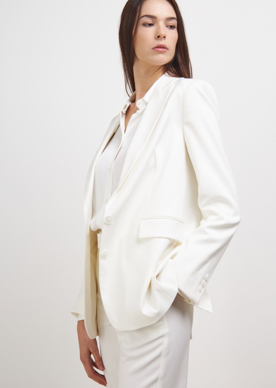 Donna Conbipel Giacche | Blazer A Due Bottoni Bianco Lana