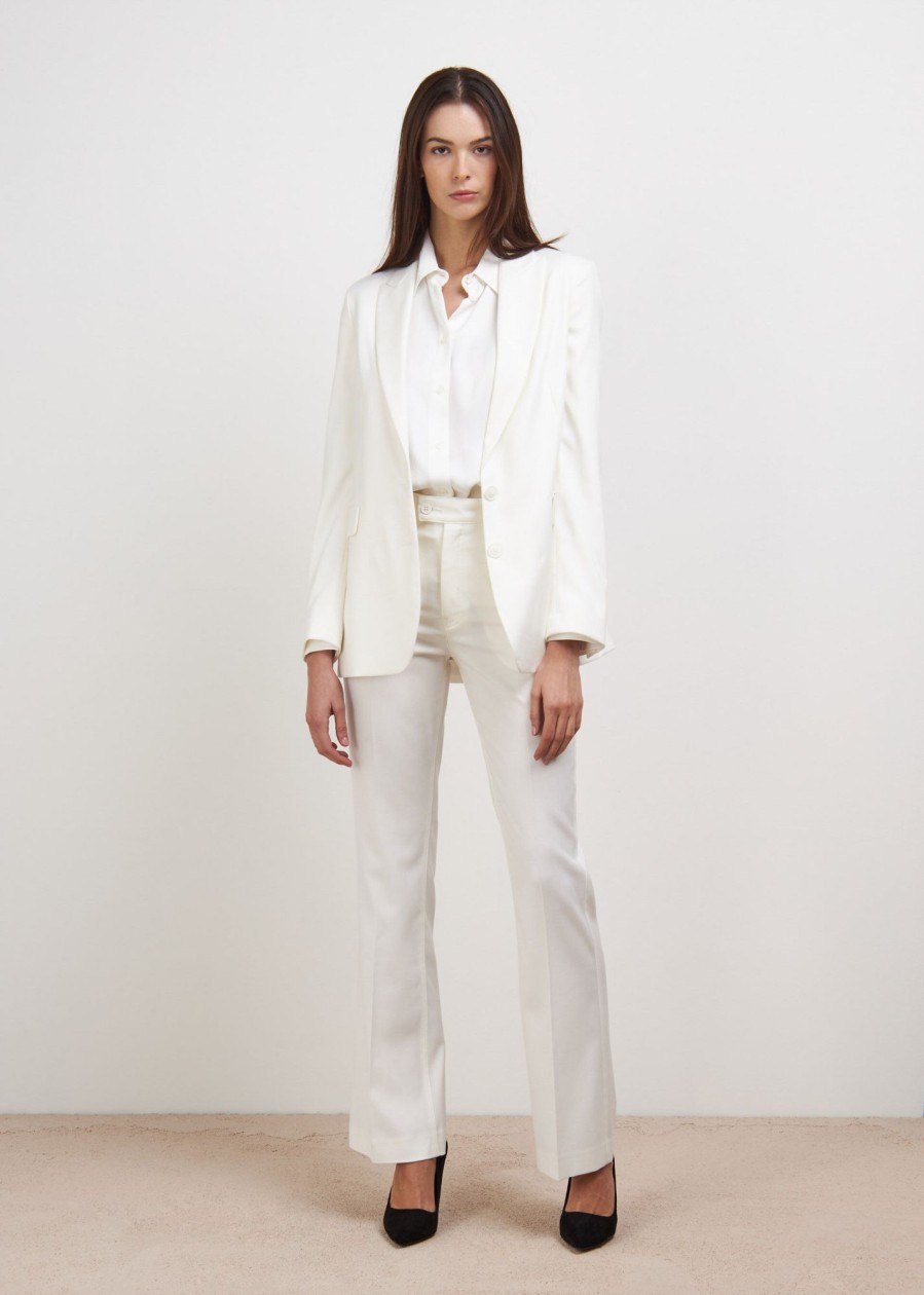 Donna Conbipel Giacche | Blazer A Due Bottoni Bianco Lana