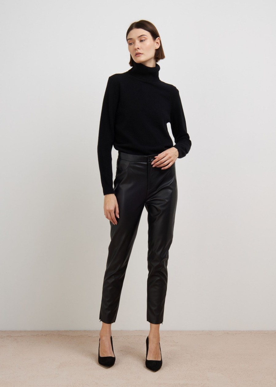 Donna Conbipel Pantaloni | Pantaloni In Similpelle Nero