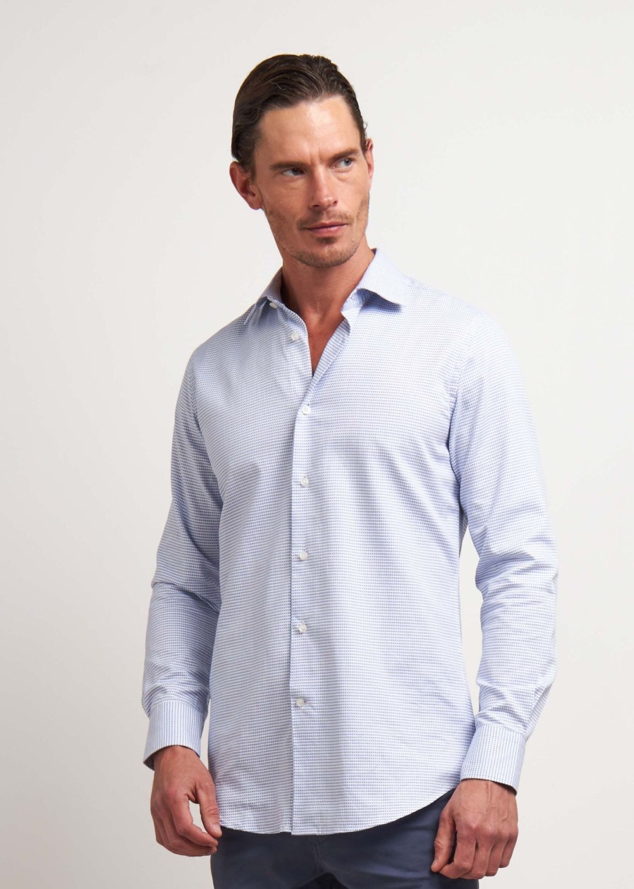 Uomo Conbipel Camicie | Camicia A Quadretti Slim Azzurro