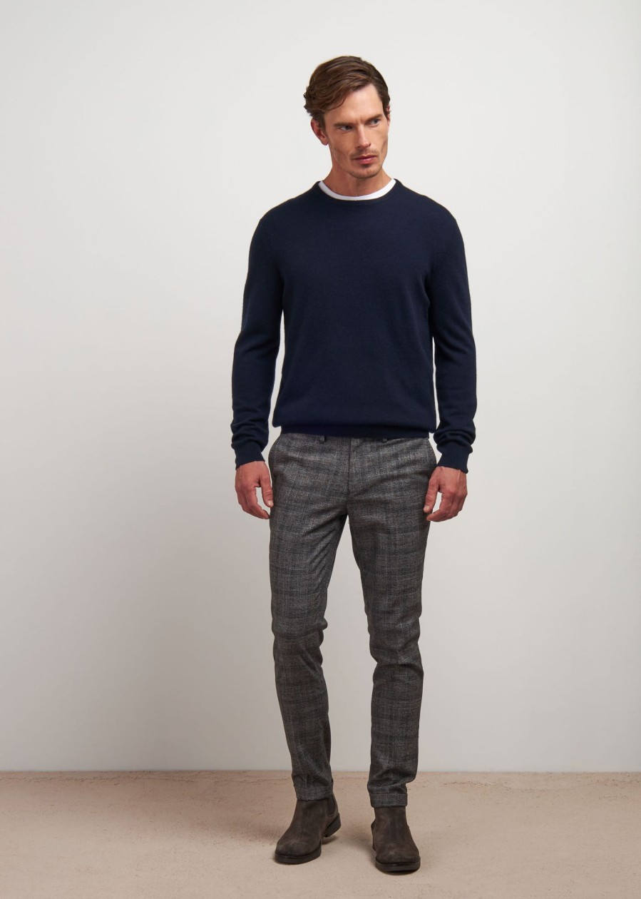 Uomo Conbipel Maglieria | Maglia In Puro Cashmere Blu Scuro