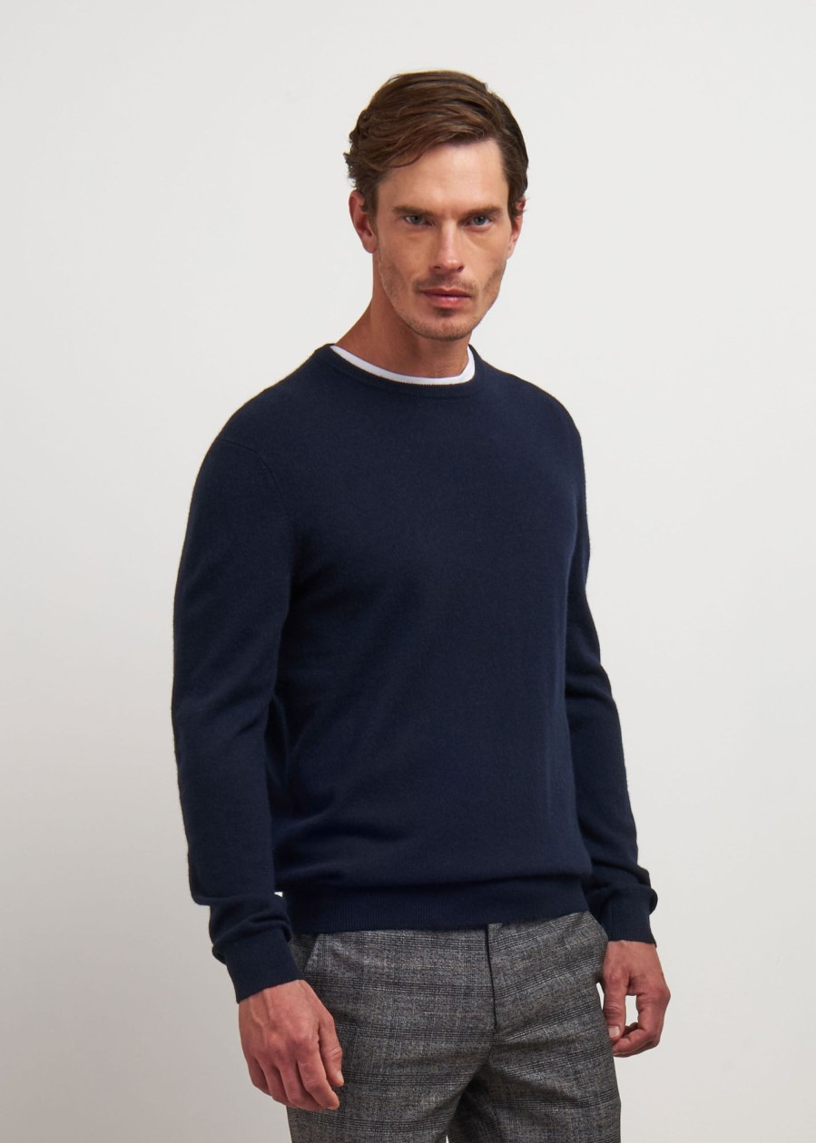 Uomo Conbipel Maglieria | Maglia In Puro Cashmere Blu Scuro