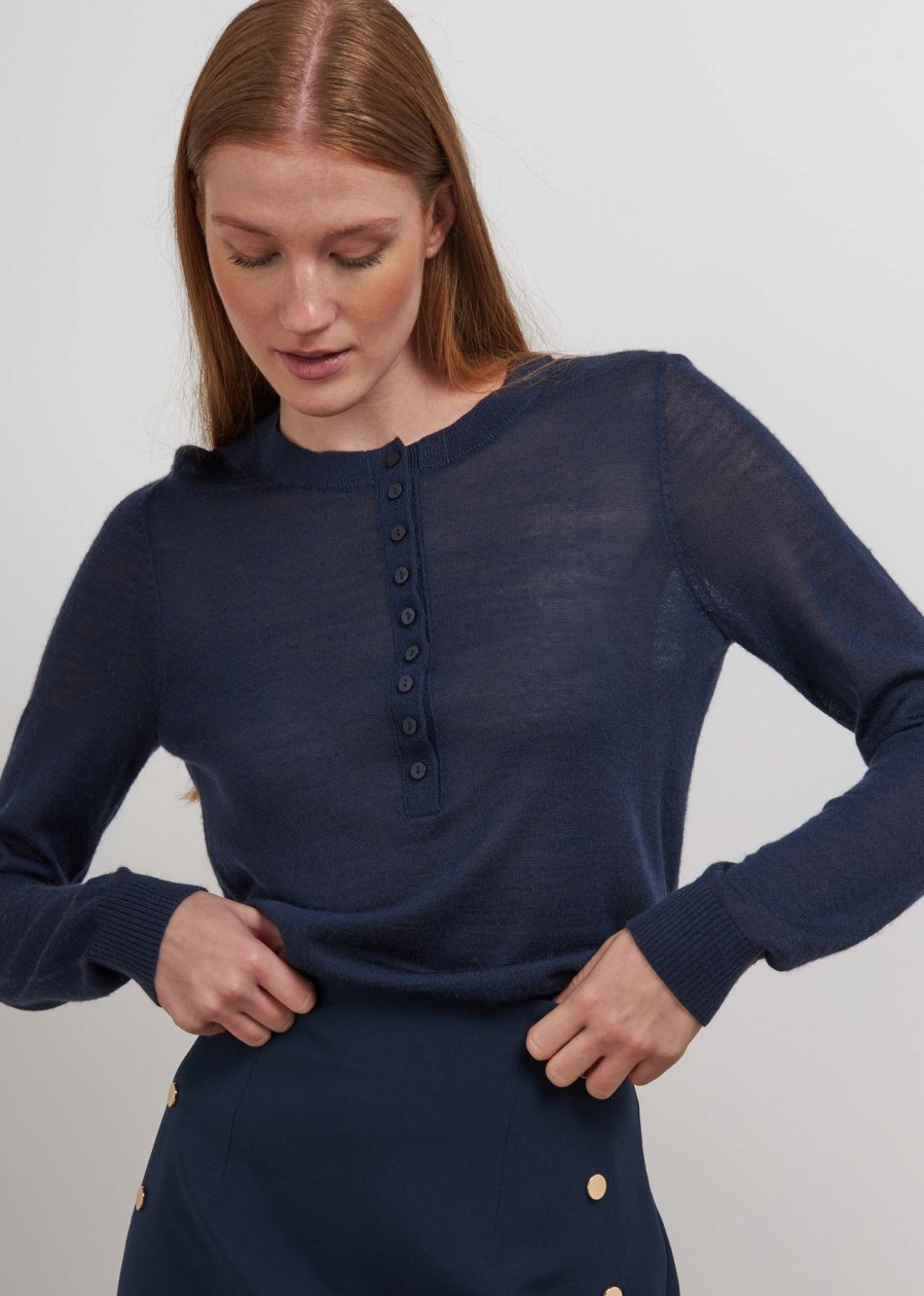 Donna Conbipel Maglieria | Maglia Serafino Blu