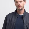 Uomo Conbipel Giacche | Bomber In Vera Pelle Blu Scuro