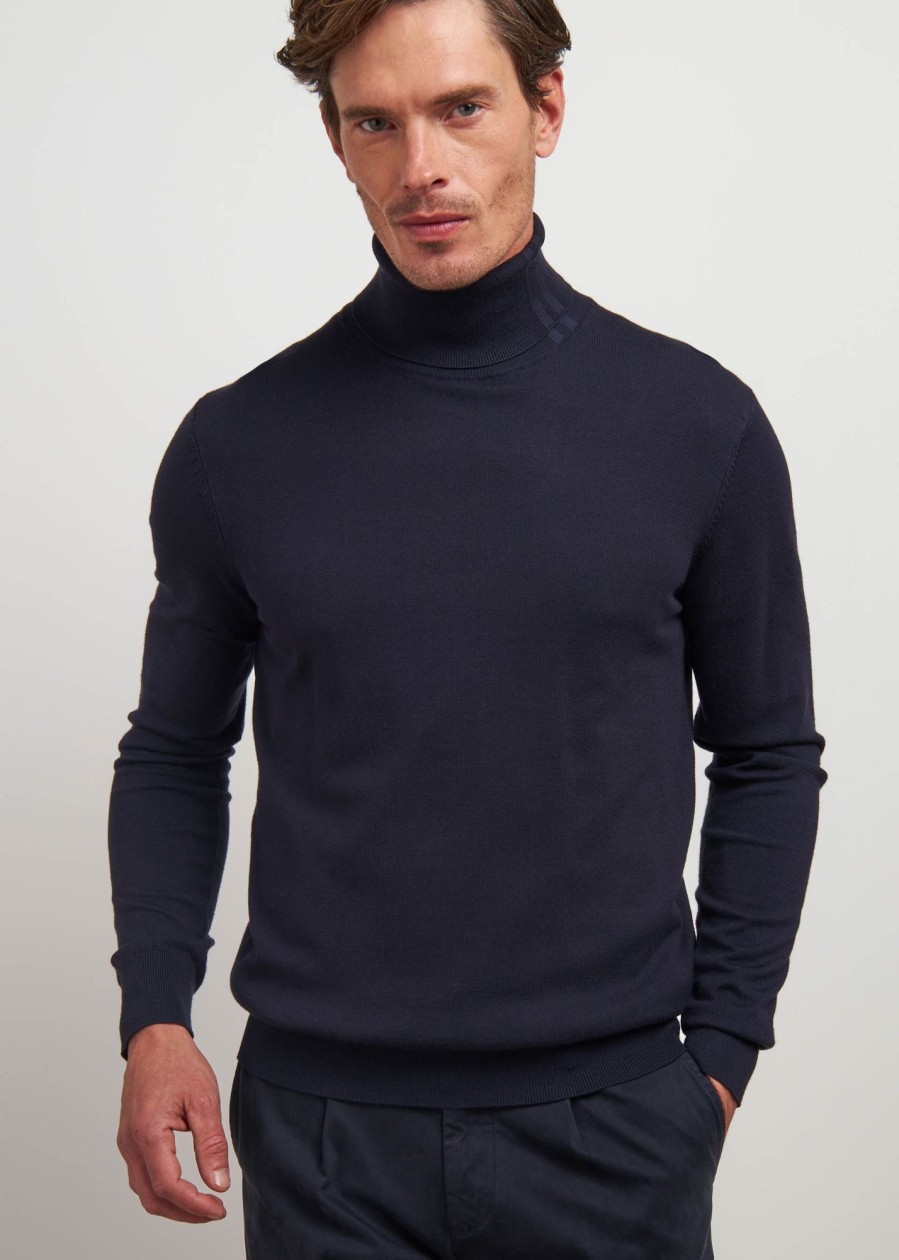 Uomo Conbipel Maglieria | Pullover Dolcevita Blu Scuro