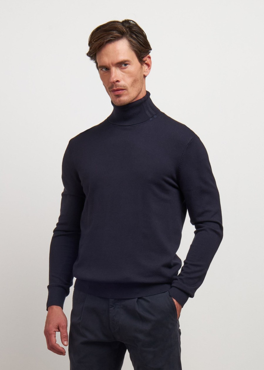 Uomo Conbipel Maglieria | Pullover Dolcevita Blu Scuro