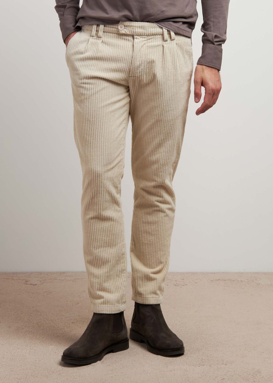 Uomo Conbipel Pantaloni | Pantaloni Velluto Panna