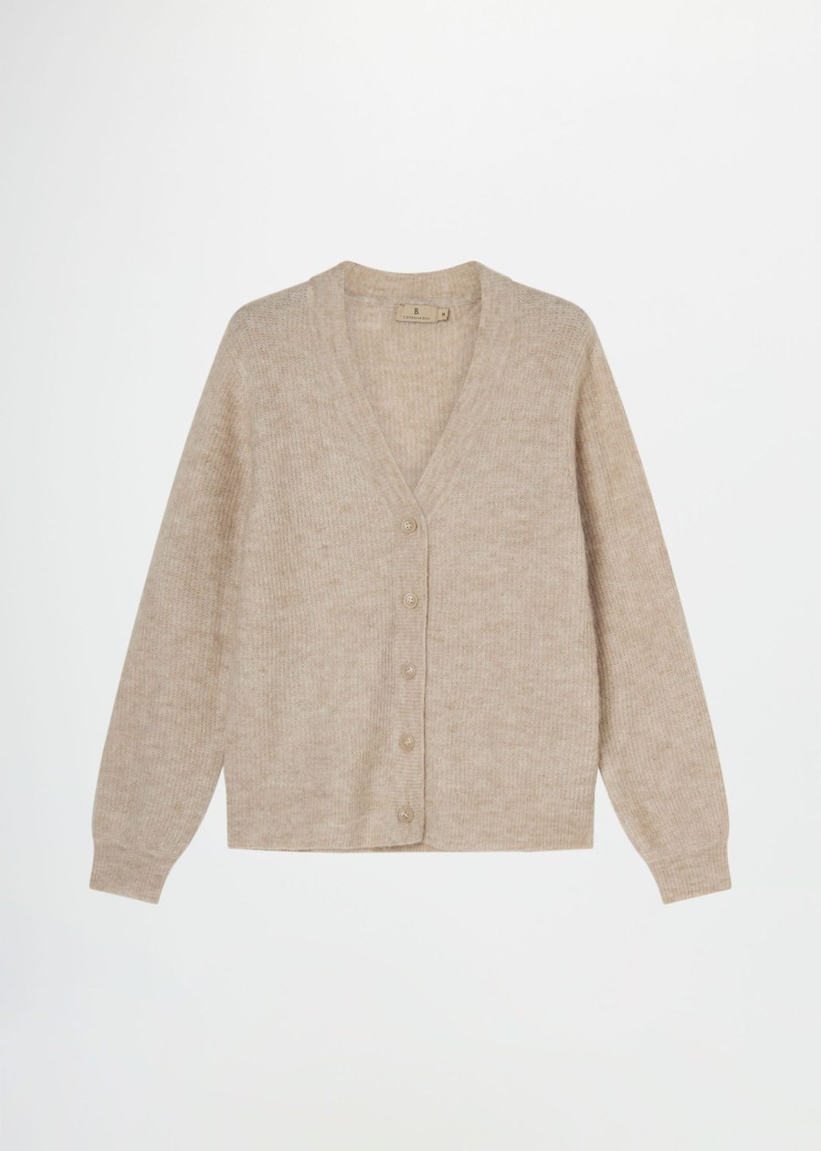 Donna Conbipel Maglieria | Cardigan Con Scollo A V Cammello