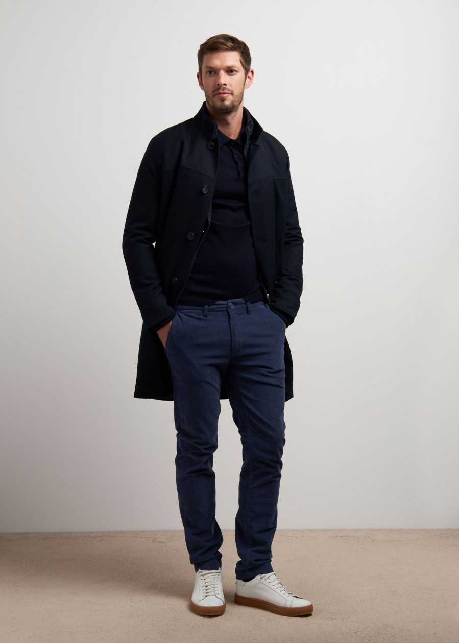 Uomo Conbipel Cappotti | Cappotto Con Pettorina Blu Scuro