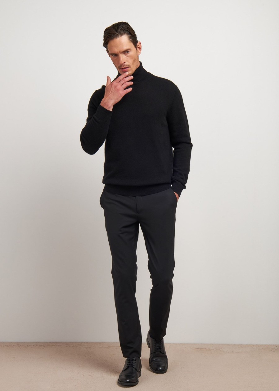 Uomo Conbipel Maglieria | Dolcevita In Cashmere Nero