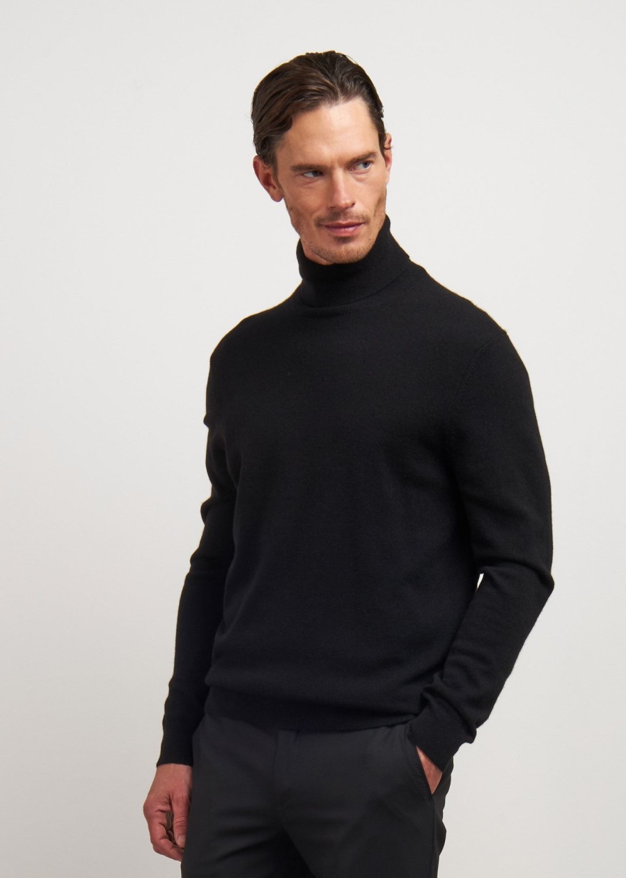 Uomo Conbipel Maglieria | Dolcevita In Cashmere Nero