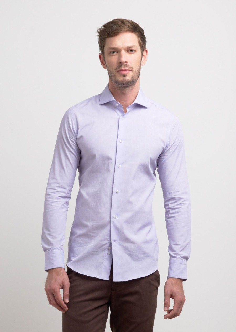 Uomo Conbipel Camicie | Camicia Slim Fit Viola Chiaro