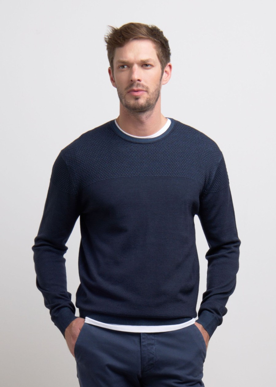 Uomo Conbipel Maglieria | Pullover Girocollo Blu